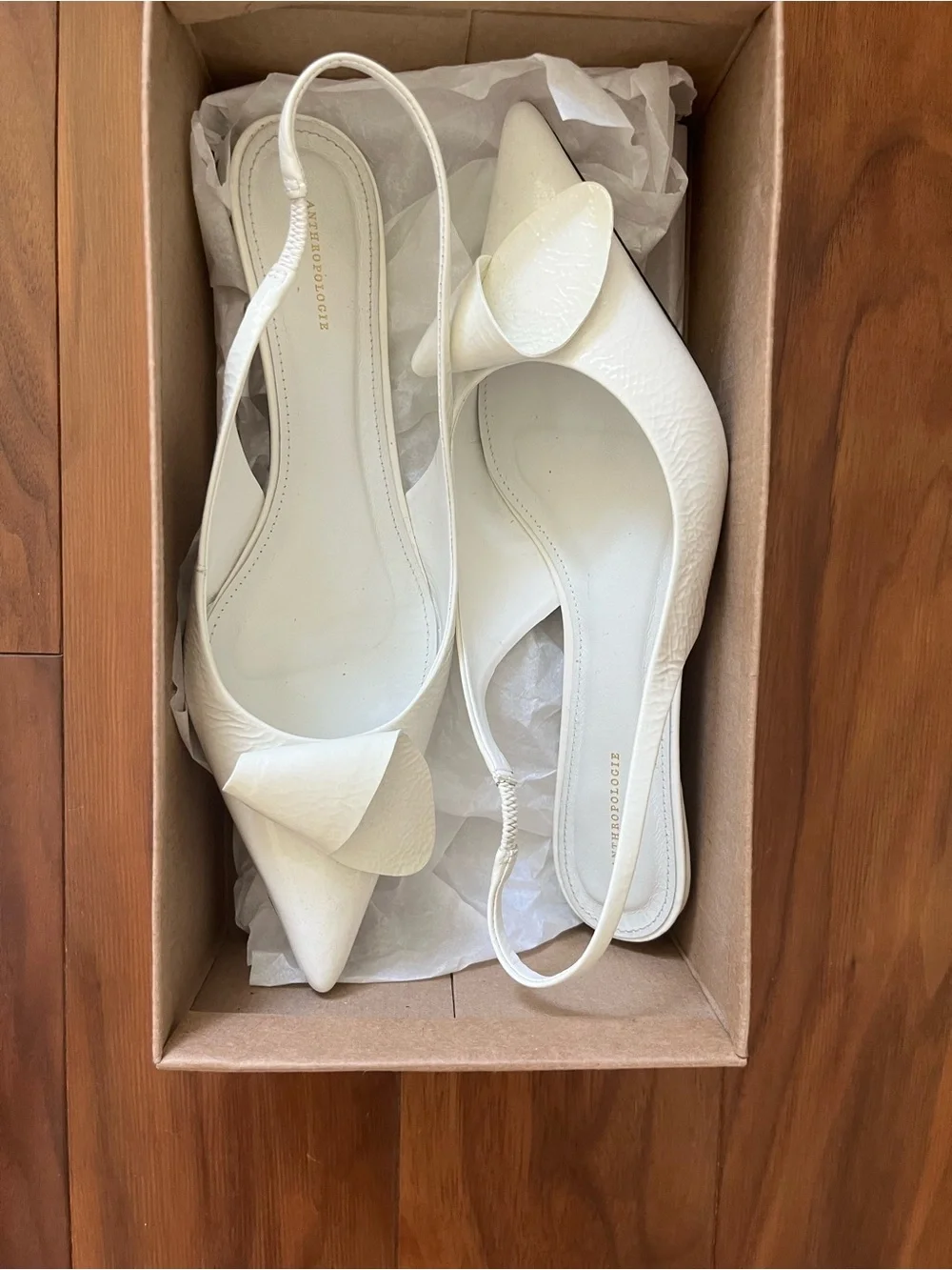 White slingbacks detailed slingbacks